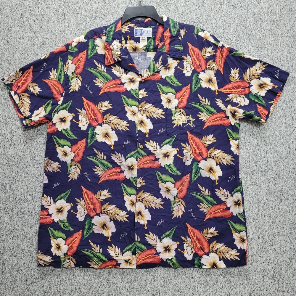 RJC Houston Astros Hawaiian Shirt Mens 3XL Navy Blue‎ Tropical Floral Hibiscus